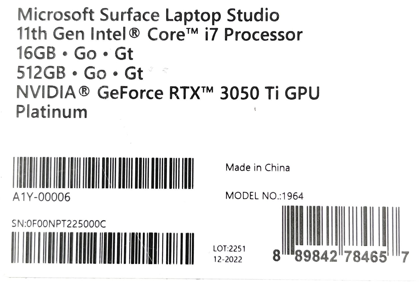 Microsoft Surface Laptop Studio 14,4" i7 16GB RAM 512GB SSD - DEFEKT - ERSATZTEILE  SPENDER