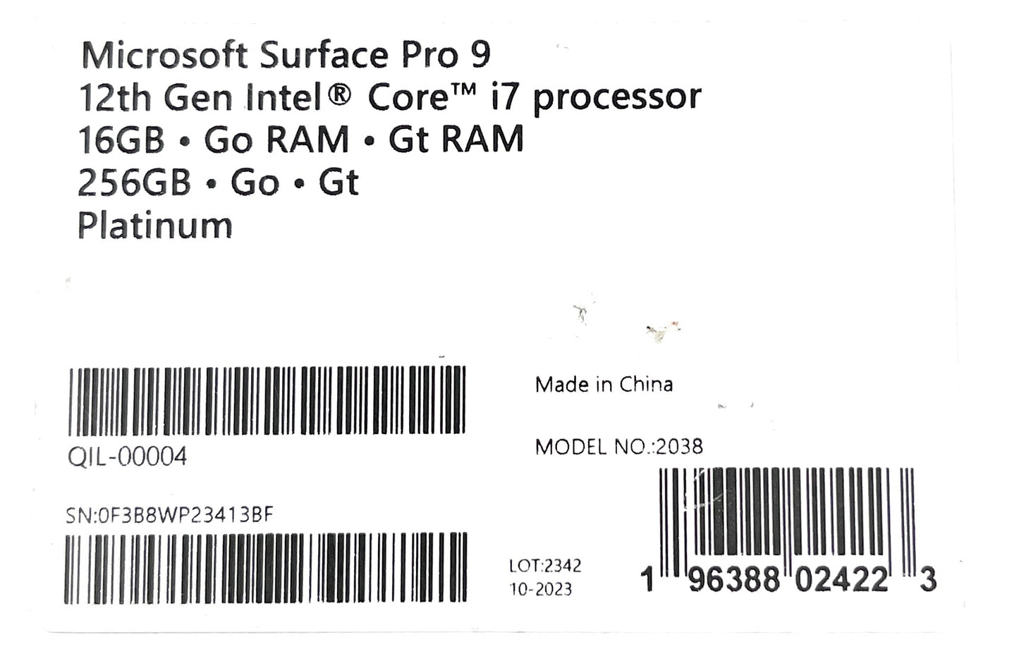 Microsoft Surface Pro 9 Tablet 13" i7 16GB RAM 256GB SSD - DEFEKT - ERSATZTEILE  SPENDER