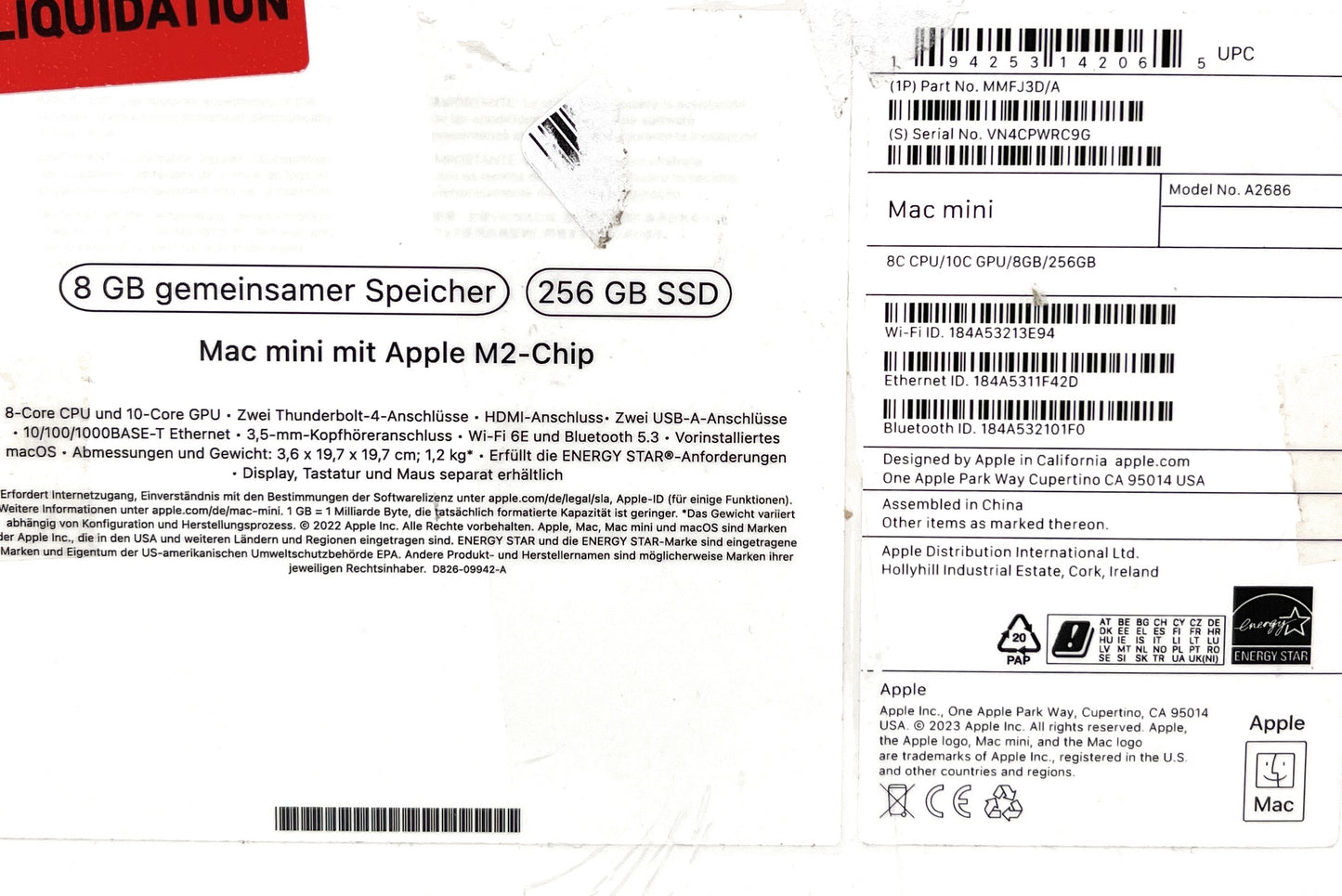 2023 Apple Mac Mini Computer M2 Chip 8GB 256GB SSD - DEFEKT - ERSATZTEILE  SPENDER