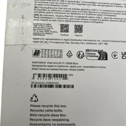 Apple iPad Mini 8,3" Tablet 128GB SSD Wi-Fi iCloud-Sperre - DEFEKT - ERSATZTEILE  SPENDER