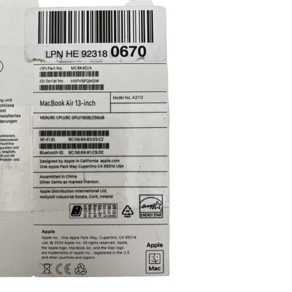 Apple MacBook Air 13,6" Laptop M3 16GB RAM 256GB SSD - DEFEKT - ERSATZTEILE  SPENDER