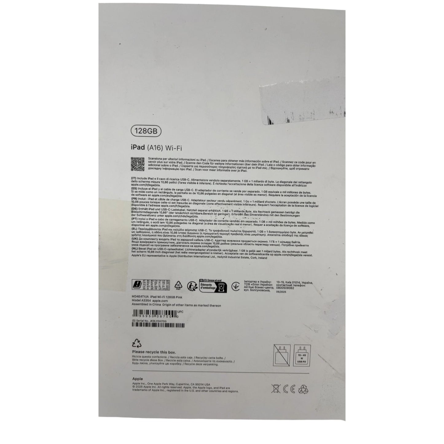 Apple iPad 11" Tablet A16 Chip 128 GB Rosa - DEFEKT - ERSATZTEILE  SPENDER