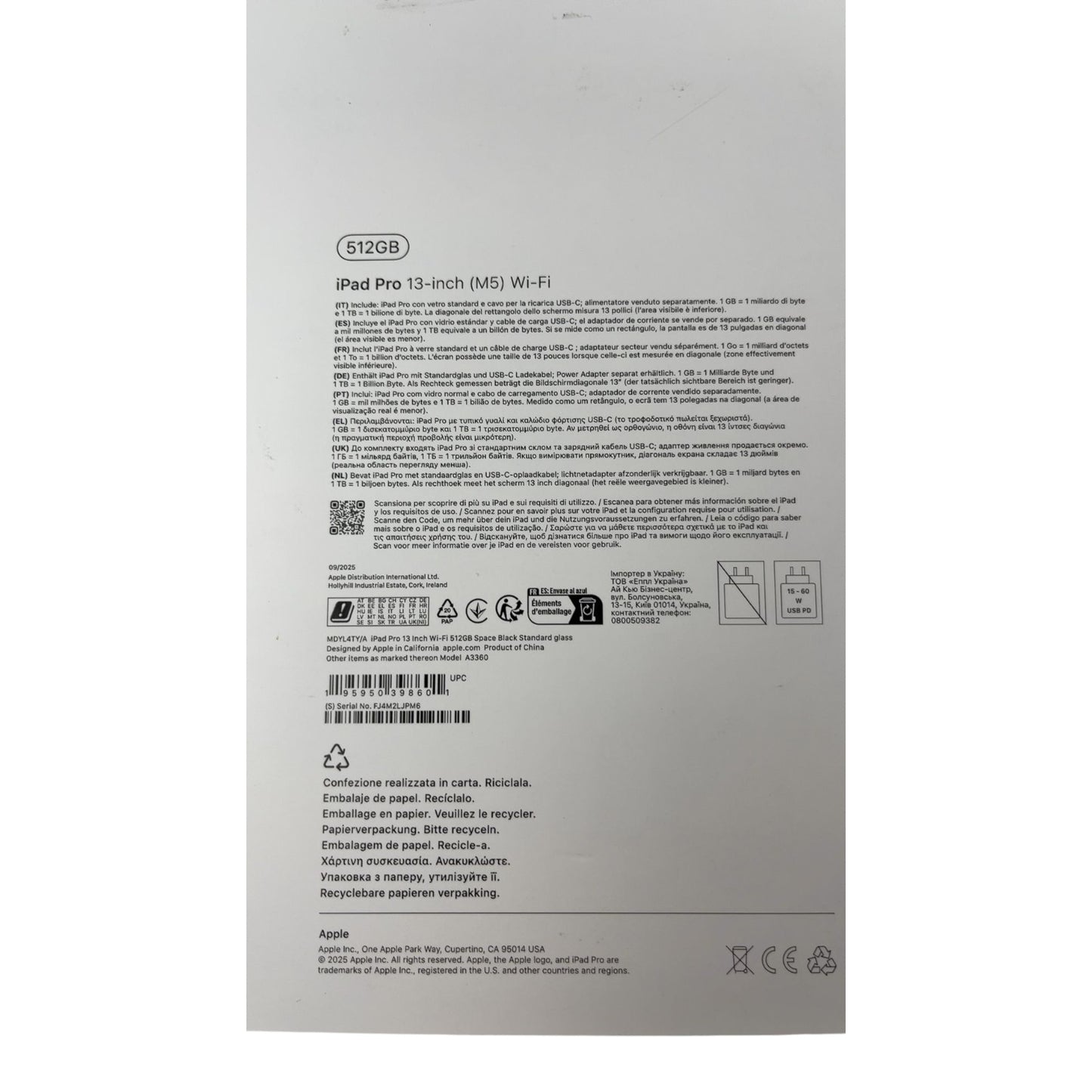 Apple iPad Pro 13" Tablet 512GB Wi-Fi Space Grau - DEFEKT - ERSATZTEILE  SPENDER