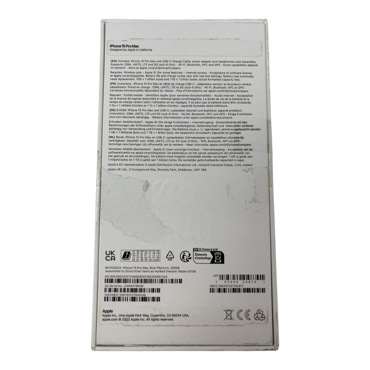 Apple iPhone 15 Pro Max 6,7" Handy 256GB Titan Blau - DEFEKT - ERSATZTEILE  SPENDER