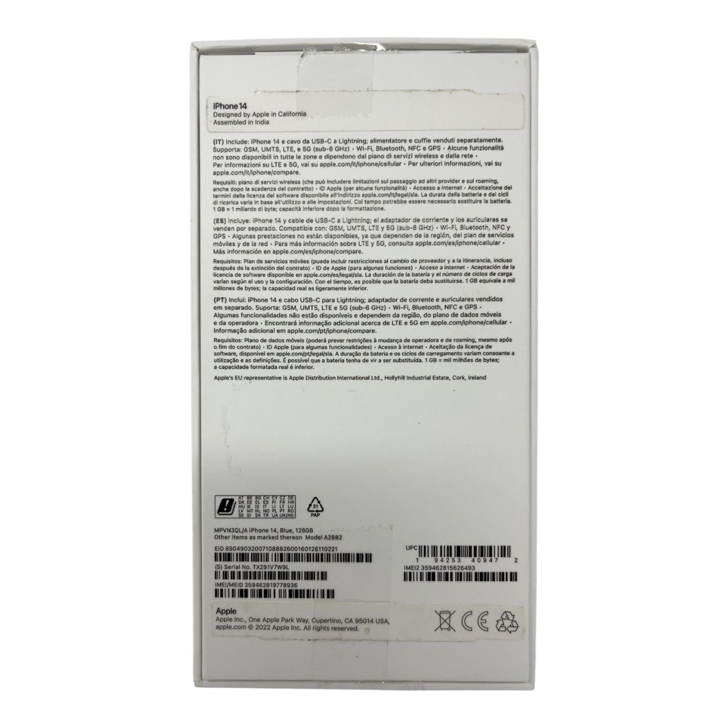 Apple iPhone 14 6,1" Handy 128GB  - DEFEKT - ERSATZTEILE  SPENDER