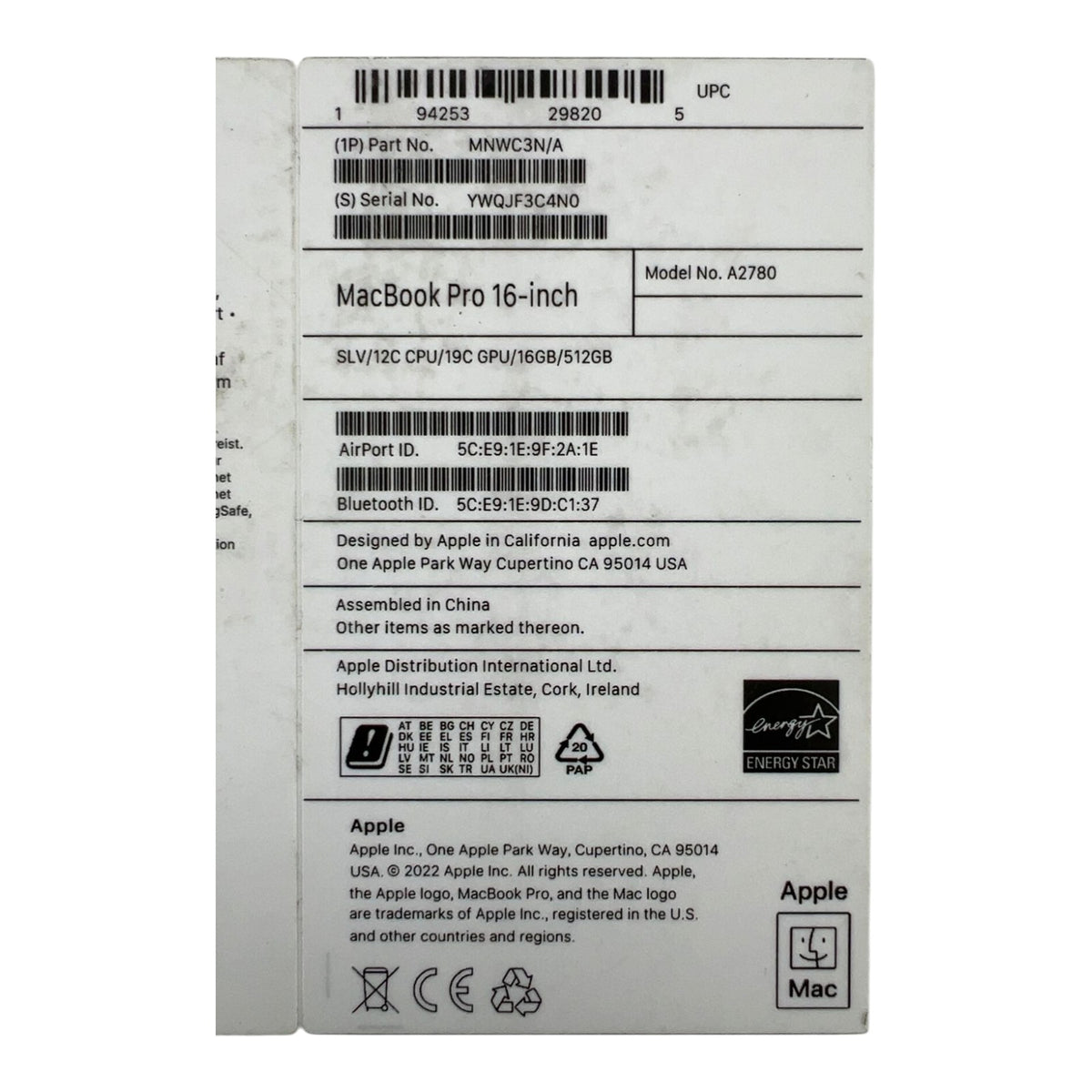 2023 Apple MacBook Pro 16,2" M2 Pro Chip 16GB RAM 512GB SSD iCloud-Sperre - DEFEKT - ERSATZTEILE  SPENDER