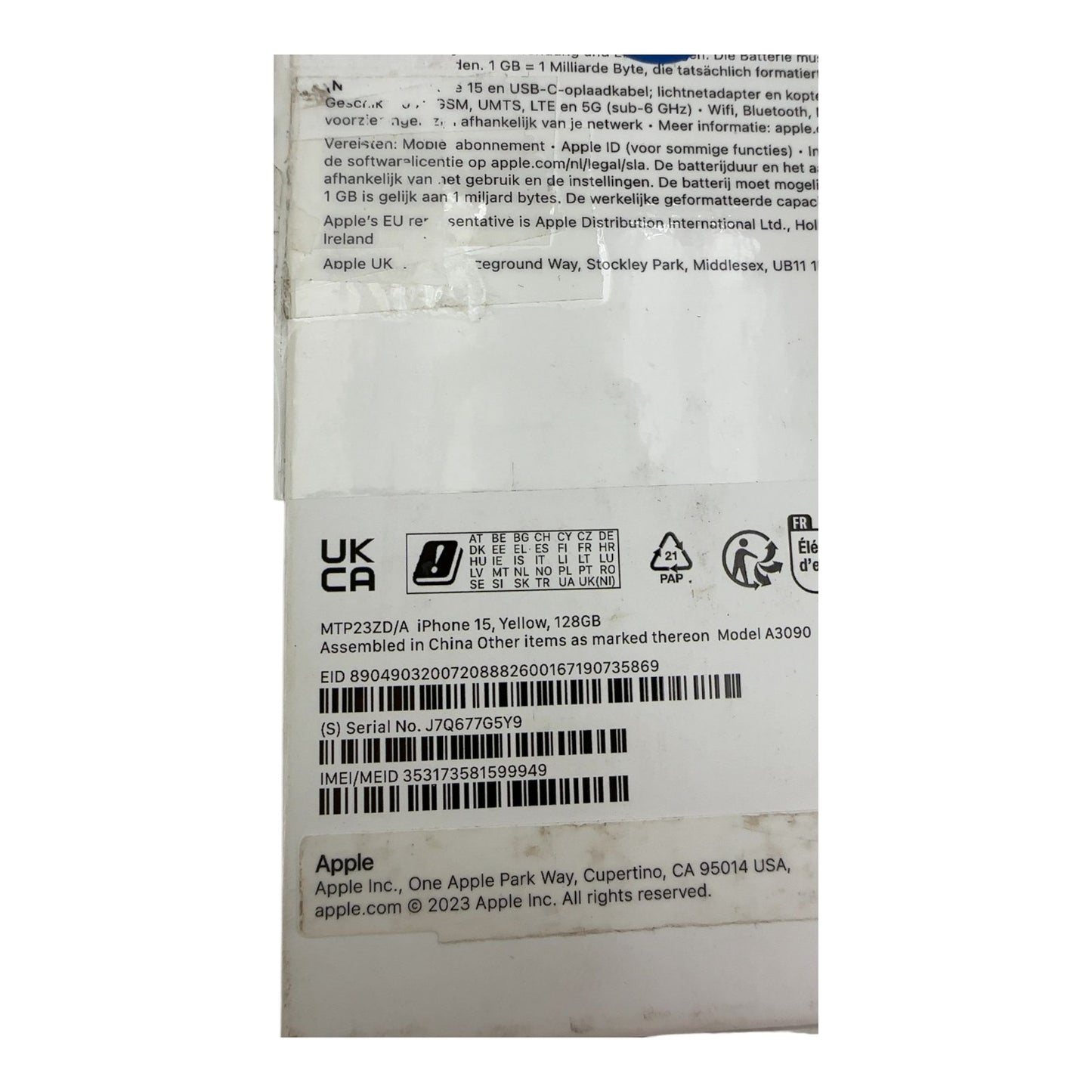 Apple iPhone 15 6,1" 128GB Gelb Smartphone iCloud-Sperre - DEFEKT - ERSATZTEILE  SPENDER