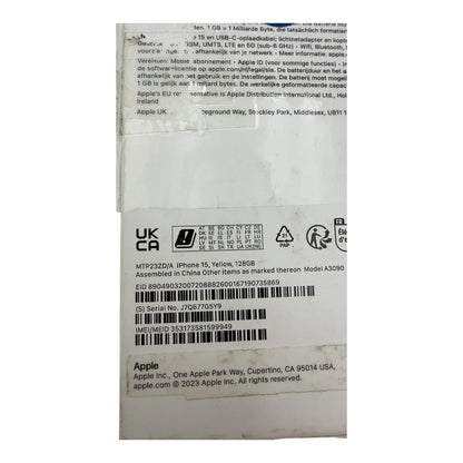 Apple iPhone 15 6,1" 128GB Gelb Smartphone iCloud-Sperre - DEFEKT - ERSATZTEILE  SPENDER