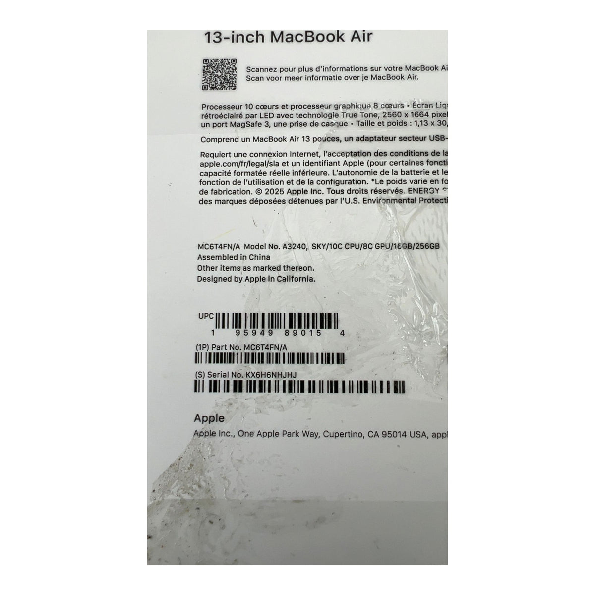 Apple MacBook Air 13" M4 Chip 16GB RAM 256GB SSD iCloud-Sperre - DEFEKT - ERSATZTEILE  SPENDER