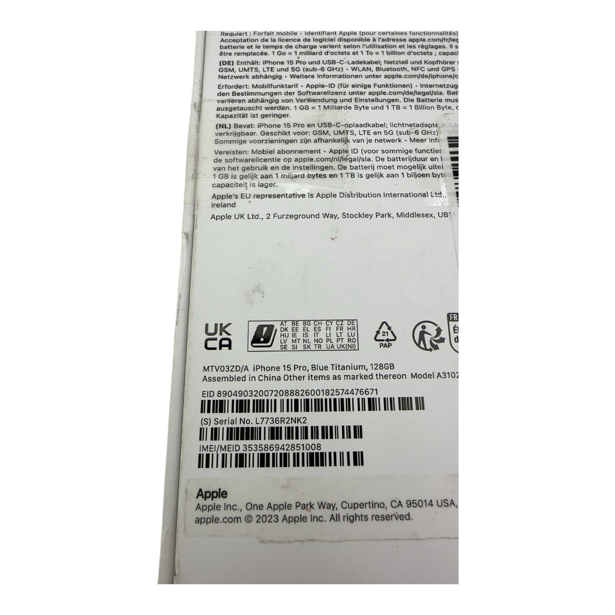 Apple iPhone 15 Pro 6,1" Smartphone 128GB Titan Blau iCloud-Sperre - DEFEKT - ERSATZTEILE  SPENDER