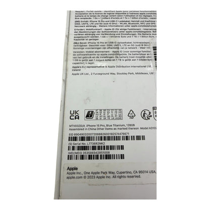 Apple iPhone 15 Pro 6,1" Smartphone 128GB Titan Blau iCloud-Sperre - DEFEKT - ERSATZTEILE  SPENDER